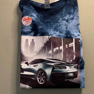 Blue Tie-Dye Car Graphic T-Shirt